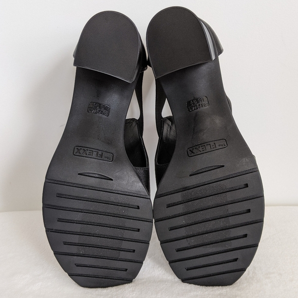 THE FLEXX Sandal Leather Open Toe Elastic Side Strap Block Heel Black 9.5 NIB - Picture 13 of 16